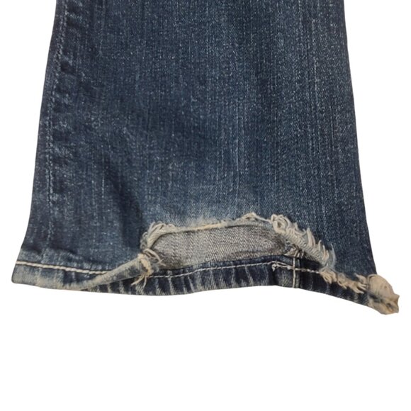 Maurices Thick Stitch Jeans Embroidered Women 7/8 34x31 Blue Bootcut Mid Rise * - Picture 12 of 15